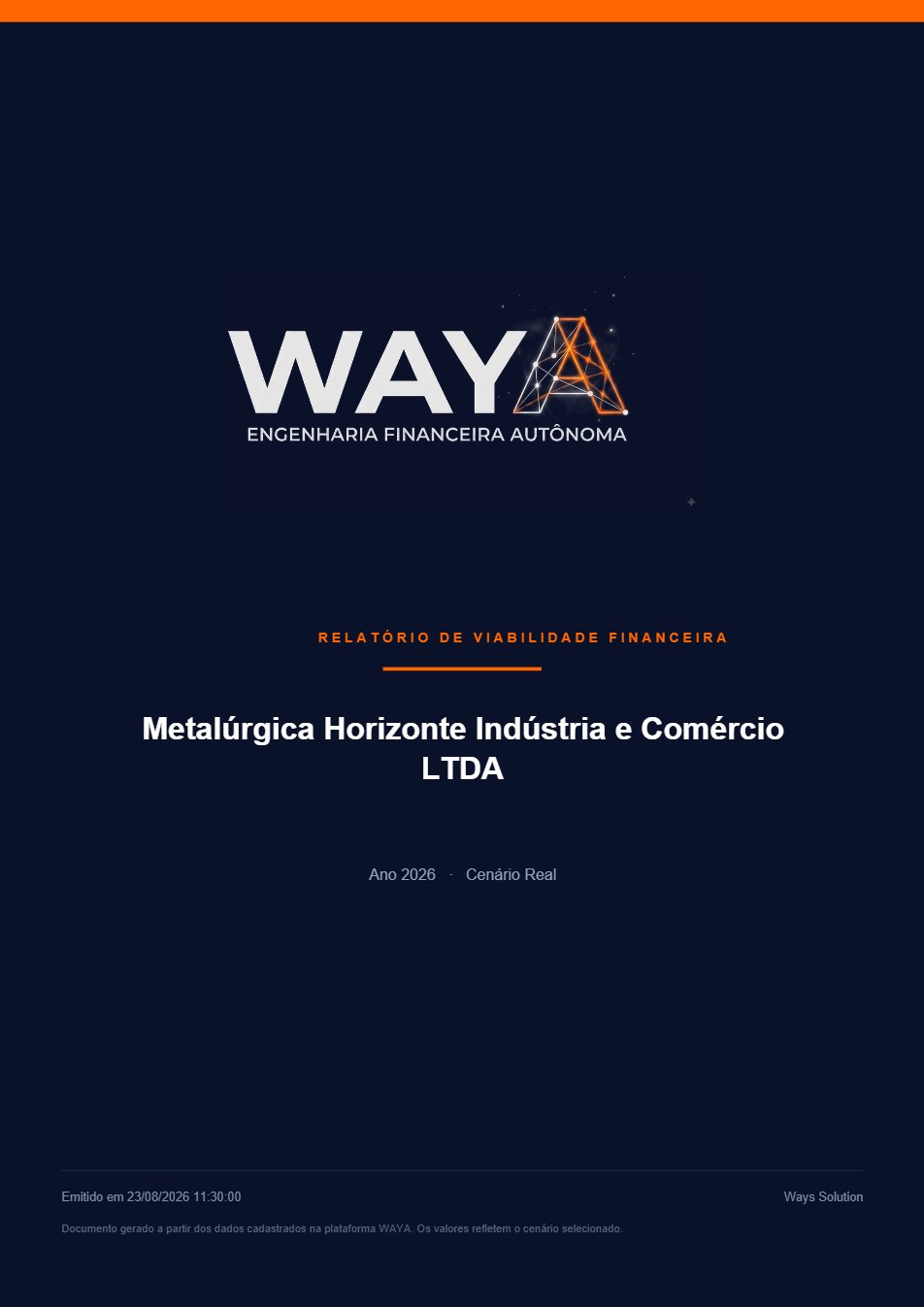 Capa do relatório de viabilidade WAYA